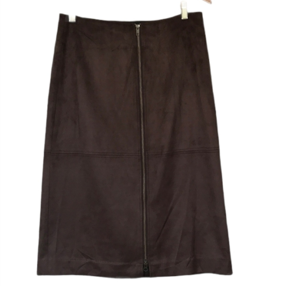 NWT Donna Degnan Womens A-Line Suede Skirt
